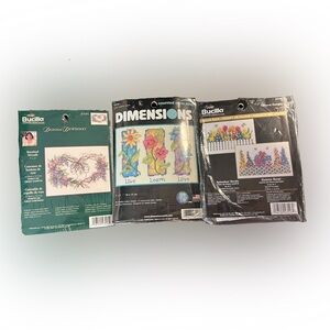 Lot Of 3 Cross Stitch Kits X1 Dimensions X2 Bucilla size 7x5”